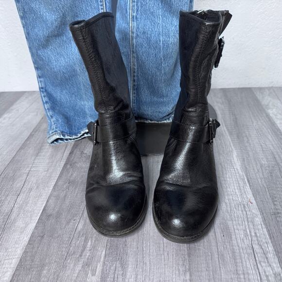 Steve Madden Moto Boots Black Size 6 1/2 Grunge Western Fall Downtown Girl - Picture 2 of 11